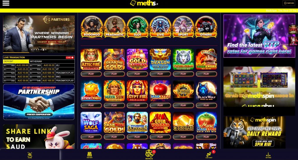 Methspin Casino sign-up and welcome bonus screen